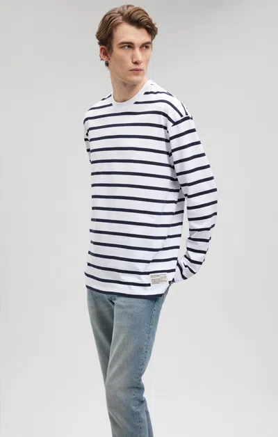 Mavi Striped Long Sleeve T-shirt In Navy Blazer In Dark Blue