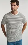 Mavi Striped Short Sleeve Crew Neck T-shirt In Antique White