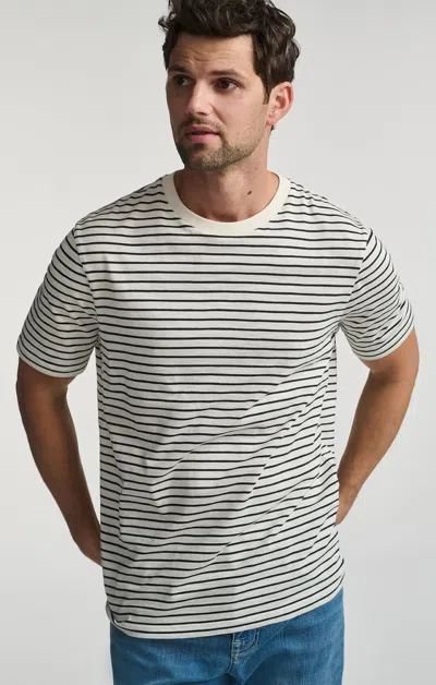 Mavi Striped Short Sleeve Crew Neck T-shirt In Antique White