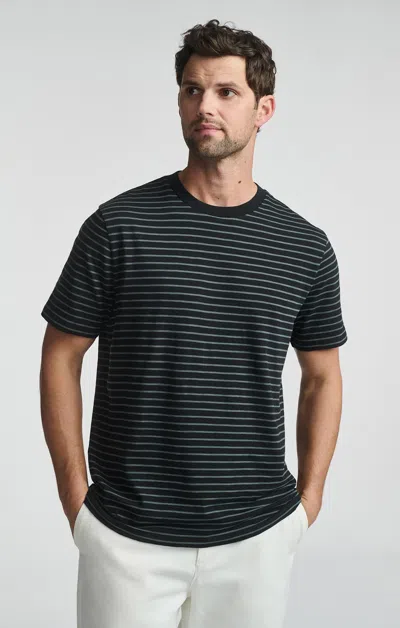 Mavi Striped Short Sleeve Crew Neck T-shirt In Jet Black