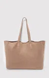 Mavi Suede Shopper Bag In Silver Mink In Sand