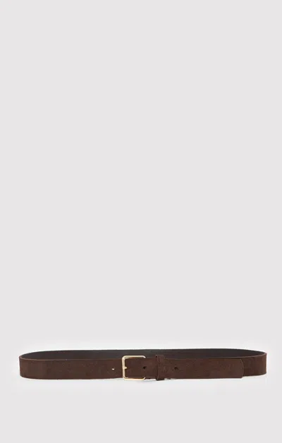 Mavi Suede Square Buckle Belt In Brown