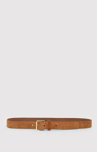 Mavi Suede Square Buckle Belt In Tan