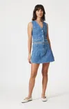 Mavi Summer Denim Skirt In Blue Stripe Denim In Dark Blue