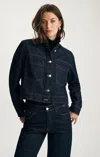 Mavi Tanya Denim Jacket In Dark Blue Shiny Gold Premium In Blue