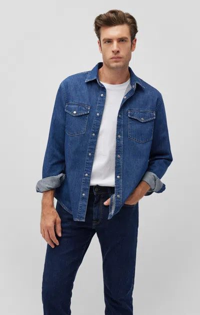 Mavi Ted Denim Shirt In Dark Brushed Denim In Dark Blue