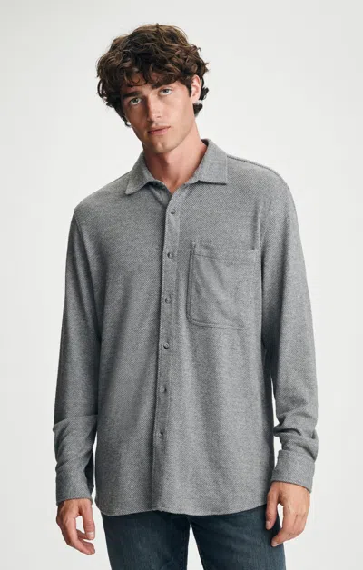 Mavi Textured One Pocket Button-up Shirt In Grey Melange