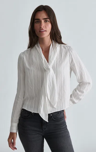 Mavi Tie Neck Blouse In Antique White Striped