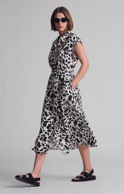 Mavi Tie-waist Long Shirtdress In Geo Animal Print