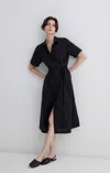Mavi Tie-waist Midi Shirtdress In Black