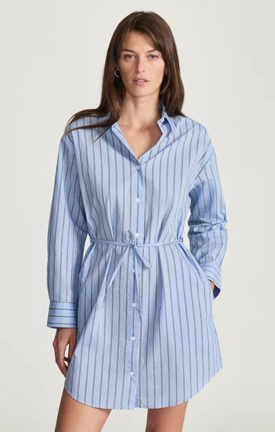 Mavi Tie-waist Midi Shirtdress In Blue Striped
