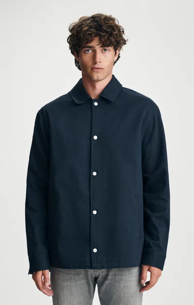 Mavi Twill Button Front Overshirt In Total Eclipse In Dark Blue
