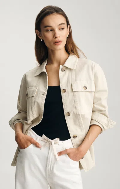 Mavi Utility Overshirt In Oyster Gray In Sand