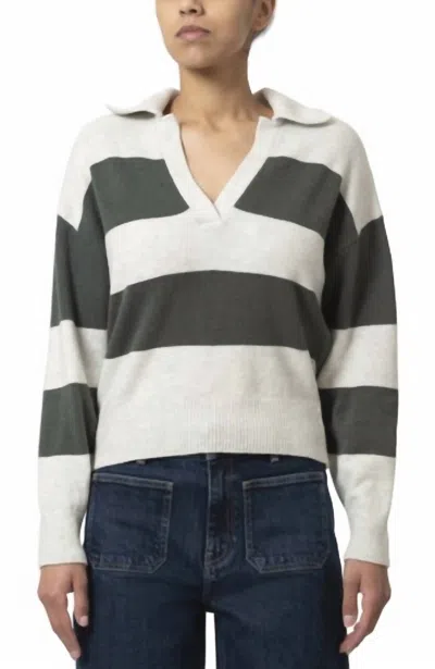Mavi V-neck Sweater Top In Urban Chic Stripe In Multi