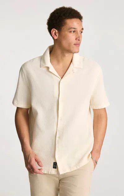 Mavi Waffle Knit Camp Collar Shirt In Antique White