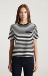 Mavi Welt Pocket T-shirt In Black White Stripe In Multi