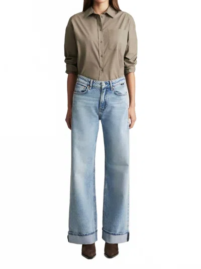 Mavi Florida Wide Leg In Light Brushed Classic Blue In Gray