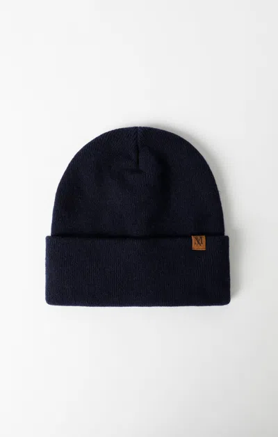 Mavi Wool Blend Cuffed Logo Beanie In Navy In Dark Blue