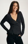 Mavi Wrap Front Sweater In Black In Black