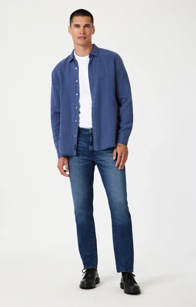 Mavi Zach Straight Leg In Dark Brushed Nashville In Dark Blue