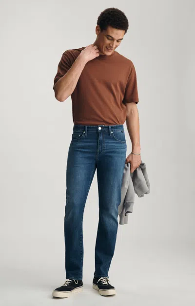 Mavi Zach Straight Leg In Dark Brushed Williamsburg In Blue