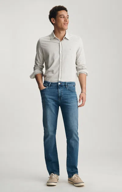 Mavi Zach Straight Leg In Mid Brushed Feather Blue