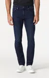 Mavi Zach Straight Leg Jeans In Deep Blue Black Tonal Williamsburg In Blue