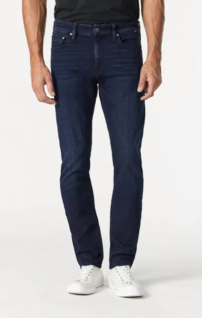 Mavi Zach Straight Leg Jeans In Deep Blue Black Tonal Williamsburg