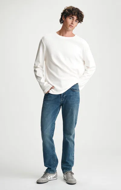 Mavi Zach Straight Leg Jeans In Mid Vintage Selvedge In Medium Blue