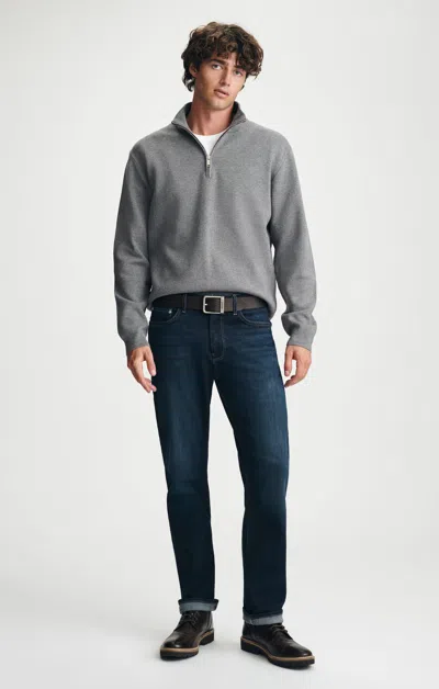 Mavi Zach Straight Leg Jeans In Rinse Brushed Feather Blue In Dark Blue