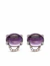 Maviada 18kt White Gold Marmaris Amethyst Diamond Stud Earrings In Silver