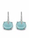 Maviada 18kt White Gold Sardinia Short Diamond And Topaz Drop Earrings In Blue