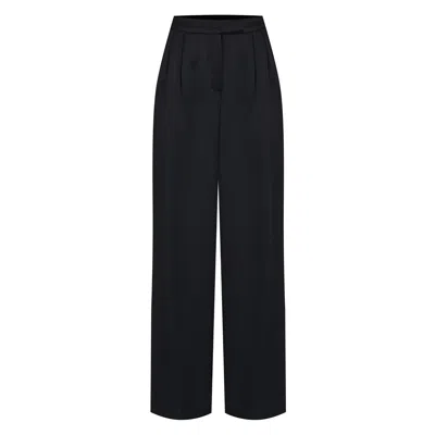 Mavlo Women's Black Satin Wide-leg Pants