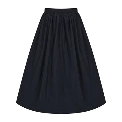 Mavlo Women's Black Taffeta Midi Skirt
