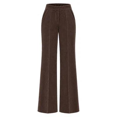 Mavlo Women's Brown Corduroy Flared Trousers