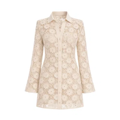 Mavlo Women's Neutrals Daisy - Crochet Mini Dress In Brown