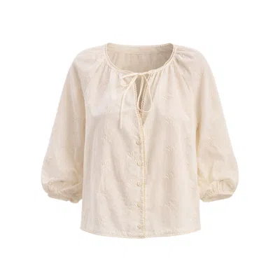 Mavlo Women's Neutrals Soft Rose - Embroidered Cotton Shirt