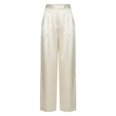 Mavlo Women's White Ecru Satin Wide-leg Pants In Multi