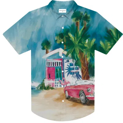 Mavrans Beach House Weekend Short Sleeve Performance Button-up Shirt In Blue Multi