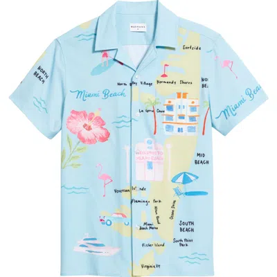 Mavrans Collins Ave Weekend Camp Shirt In Blue