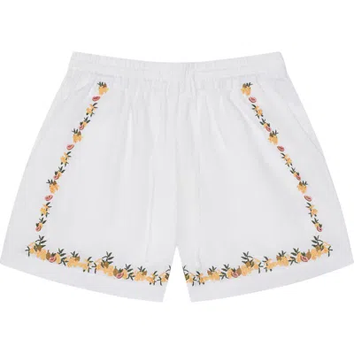 Mavrans Embroidered Linen Blend Shorts In Beige Multi