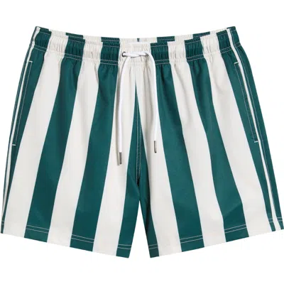Mavrans Emerald Heritage Cabana Stripe Swim Trunks In Green