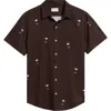 Mavrans Espresso Martini Trim Fit Short Sleeve Performance Button-down Shirt In Brown