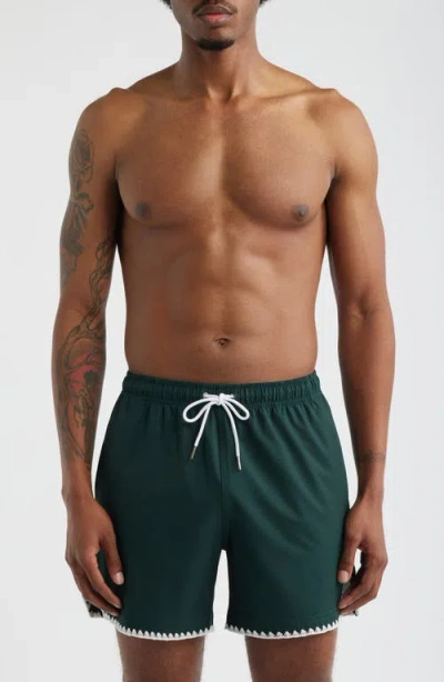 Mavrans Green Course Stitch Swim Trunks