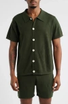 Mavrans Green Pineapple Knit Short Sleeve Button-up Shirt