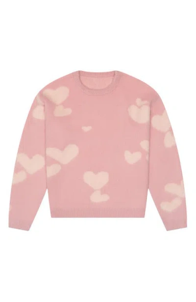Mavrans Hearts Crewneck Sweater In Pink/brown