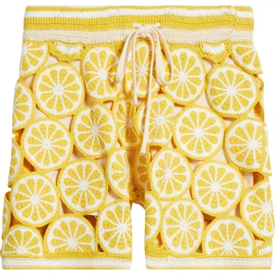 Mavrans Lemon Crochet Shorts In Yellow