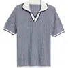 Mavrans Marled Johnny Collar Polo In Blue