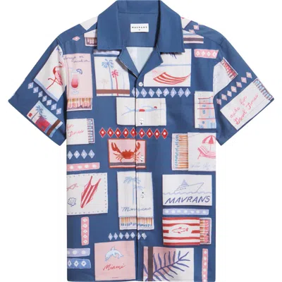 Mavrans Match Box Graphic Camp Shirt In Blue