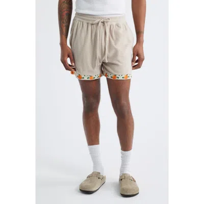 Mavrans Orange Terry Cloth Shorts In Tan/orange Multi